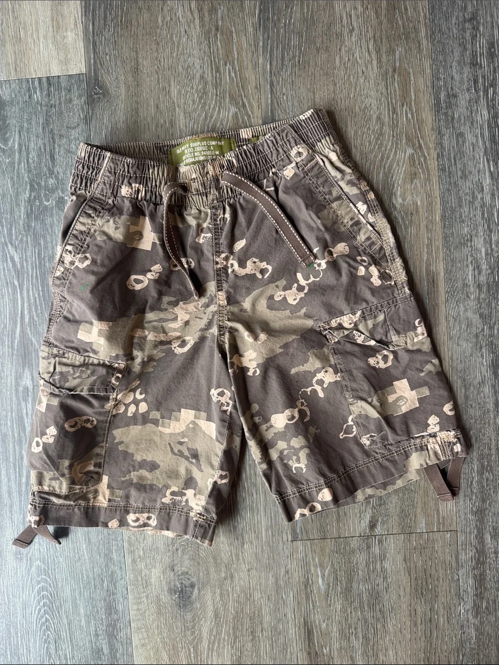 Kid’s Brown Camo Cargo Shorts - Casual Utility Style